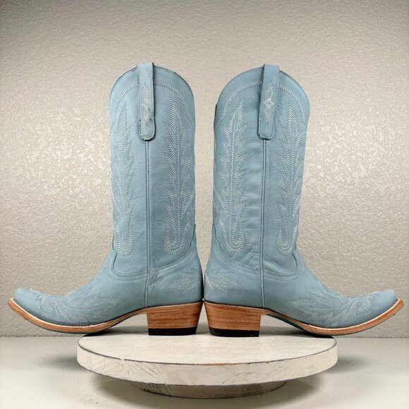 Lane LEXINGTON Powder Blue Cowboy Boots Womens 7 Leather Western Snip Toe Tall - Picture 7 of 11